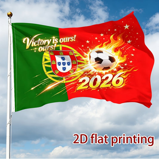 Portugal 2026 Football Fan Flag - Polyester, Single-Sided Print - ayq