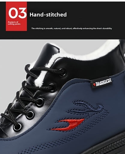 Men'S Winter Fashion Non-slip Snow Boots | High-Top, Thickened, Casual, Microfiber Upper, Rubber Sole, Lace Closure