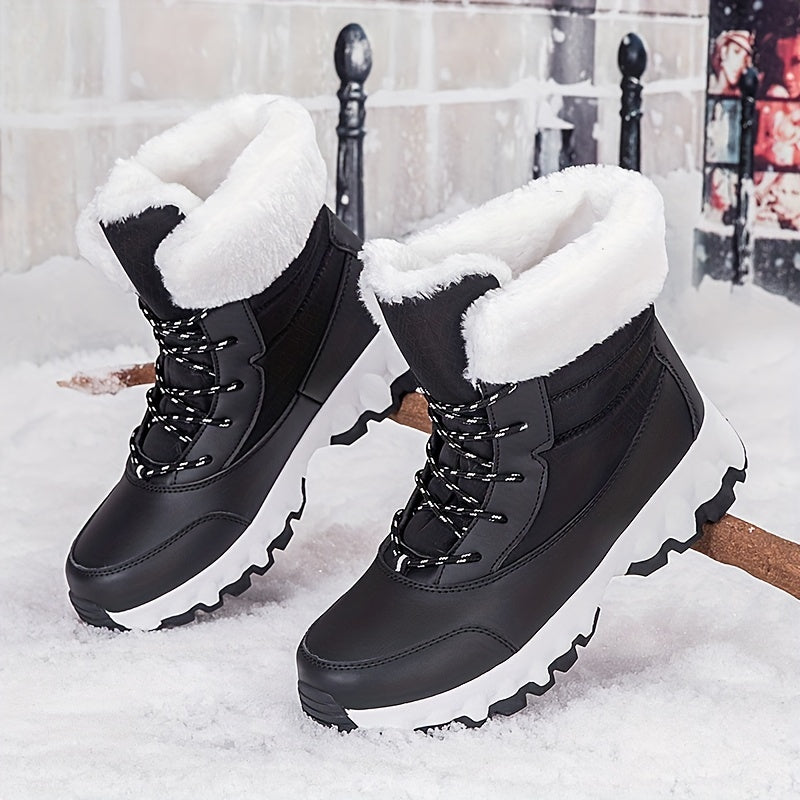Winter velvet warm Men's and Women's shoes, thick snow boots, outdoor anti slip large size high top shoes