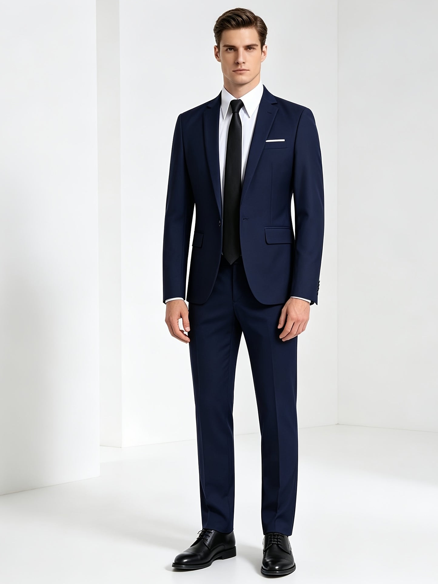 Men's Plus Size Business Suit Set - Premium Polyester, Loose Fit