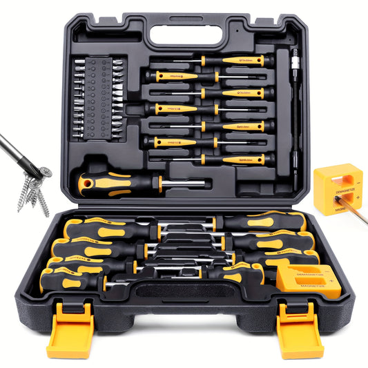 43pcs Professional Screwdriver Set with Magnetic Bit Holder - Chrome Vanadium Steel, Includes Slotted, Phillips, Hex, Torx Bits & Precision Tools - Durable Repair Kit for DIY & Industrial Use