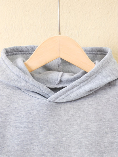 Autumn and Winter Fashion New 'asual Sporty Style Football Print Fleece-Lined Hoodie and Sweatpants Set, Suitable for Outdoor Activities, Casual Wear, Sports Apparel, Trendy Sportswear, Sporty Design, Warm Fabric, Soft Textur