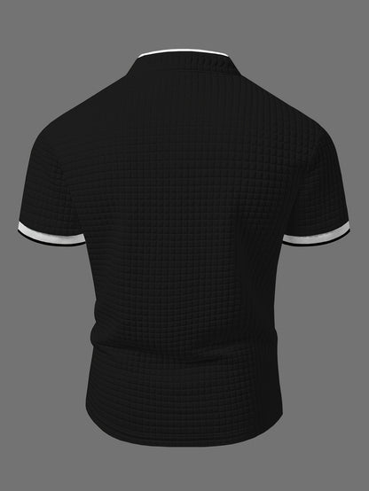 Men's Lightweight Moisture-Wicking Short Sleeve Shirt - Breathable Stretch Fabric, Henley Neck Casual Button-Up for Gym, Summer Outings & Parties (White) - ayq