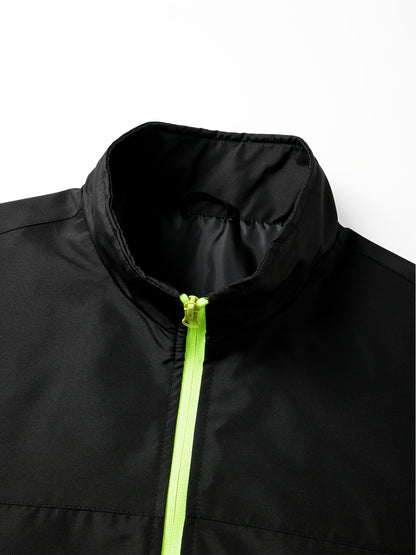 Men's Color Block Sportswear Set with Stand Collar Jacket & Pants