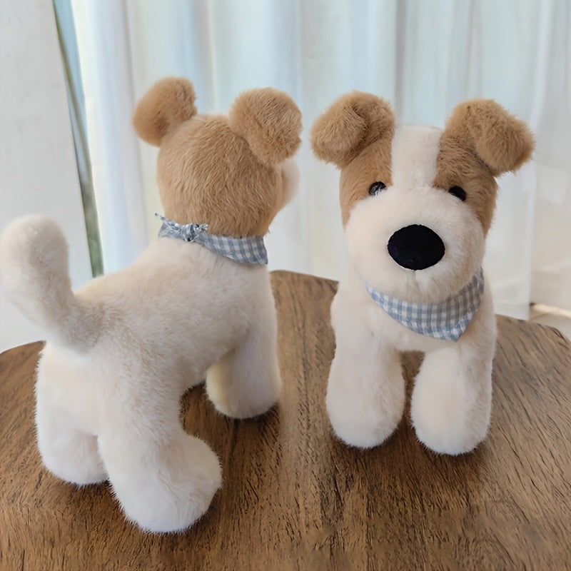 Adorable 18Cm/7.08Inch Plush Dog Toy, a Charming Stuffed Puppy with a Triangle Scarf, Perfect for Cuddling And an Excellent Birthday Gift