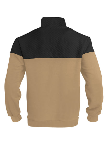 Տղամարդու աշնանային և ձմեռային կիսաճտքավոր սպորտային սվիտեր՝ հարմար մարզումների, վազքի և ֆիթնեսի համար, ոճային և հարմարավետ դիզայնով, փոքր վանդակավոր կանգնած օձիքով և հասանելի է մեծ չափսերով։