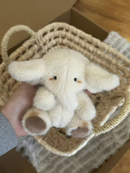 Նոր կրեմագույն սպիտակ մեծ ականջներով փղի փափուկ խաղալիք, սիրուն փափուկ տիկնիկի կախազարդ՝ Սուրբ Վալենտինի օրվա նվեր