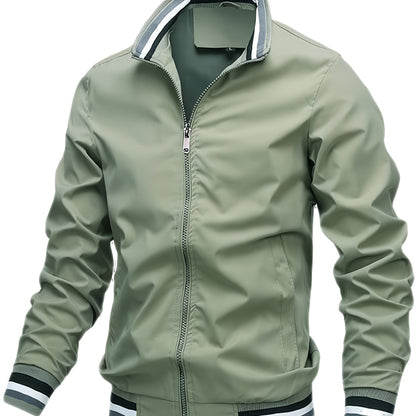 A Men'S Stylish Pilot Jacket, Made of Durable Fabric, Features Classic Striped Details, Perfect for Casual Outings Or Hiking. It Offers a Sense of Confidence And Fashion, Making It an Ideal Gift for Men