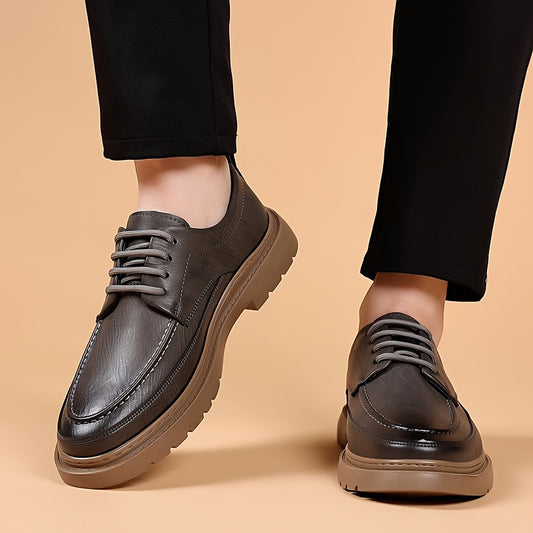 Men'S Solid Color Low-Top Elegant Boots, Comfortable Non-Slip Wear-Resistant Rubber Sole Men'S Outdoor Activity Shoes with Laces