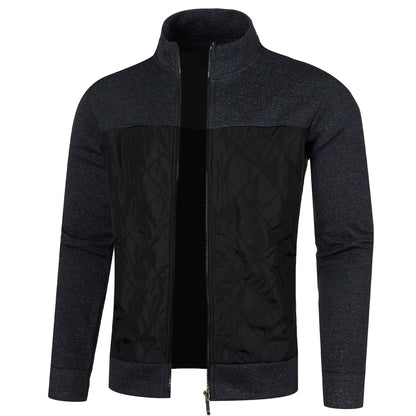 Men's Knitted Cardigan Jacket, Autumn Winter Casual Stand Collar Full Zip Coat, Long Sleeve Regular Fit Jacket