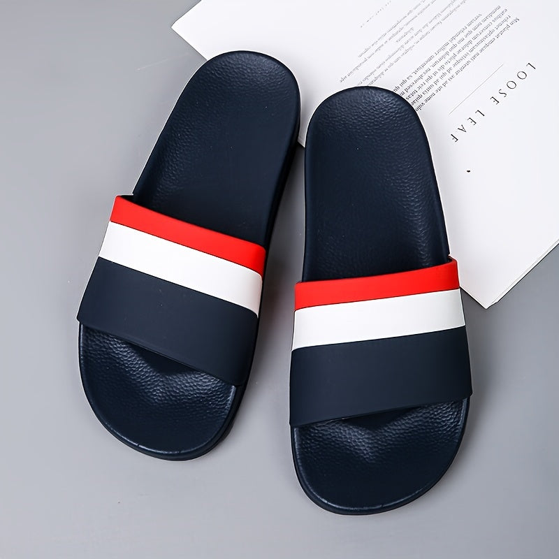 Unisex Striped Quick-Dry Anti-Slip Shower Slippers