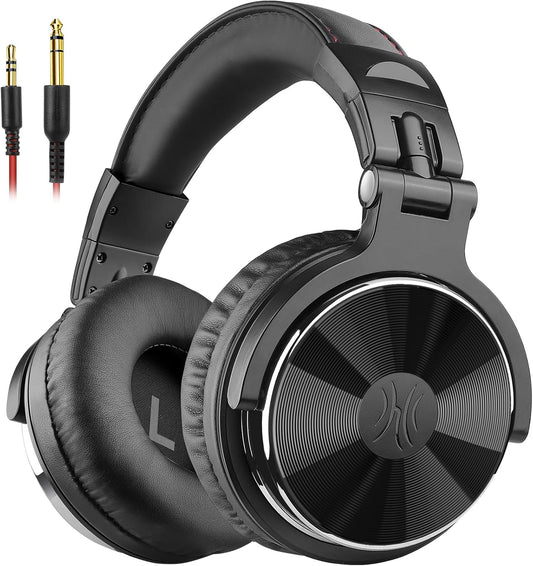 Oneodio Wired over Ear Headphones Hi-Res Studio Monitor & Mixing DJ Stereo Headsets with 50Mm Drivers and 1/4 to 3.5Mm Jack for AMP Computer Recording Podcast Keyboard Guitar Laptop - Black
