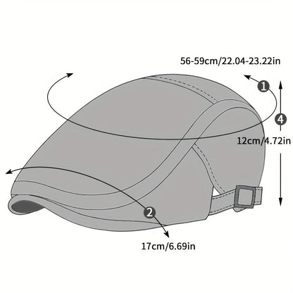 1 Men's Breathable Mesh Beret Hat - Casual Summer Style, 100% Polyester with Adjustable Faux Leather Strap for Comfort Fit