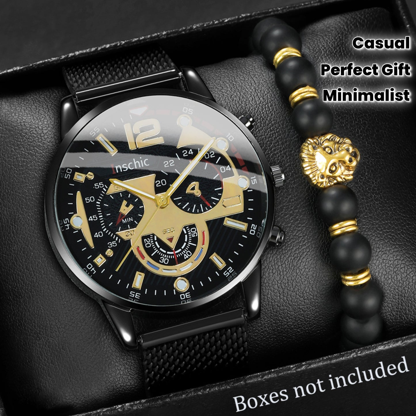 Գործնական, առօրյա տղամարդու քվարցային ժամացույցի և ապարանջանի հավաքածու - մինիմալիստական ​​աքսեսուար, կատարյալ նվեր նրա համար