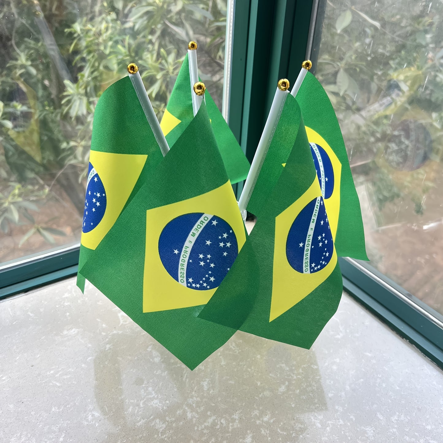 5pcs Small Brazilian Flags Handheld Polyester for Events