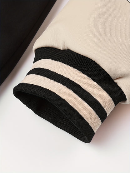 Men'S Cozy Fleece-Lined Hooded Jacket with "LA" Lettering - & Yellow Color Block, Zip-Up Casual Outerwear, Long Sleeves, Pockets, Perfect for Fall & Winter, Casual Winter Wear | Hooded Jacket | Zippered Jacket