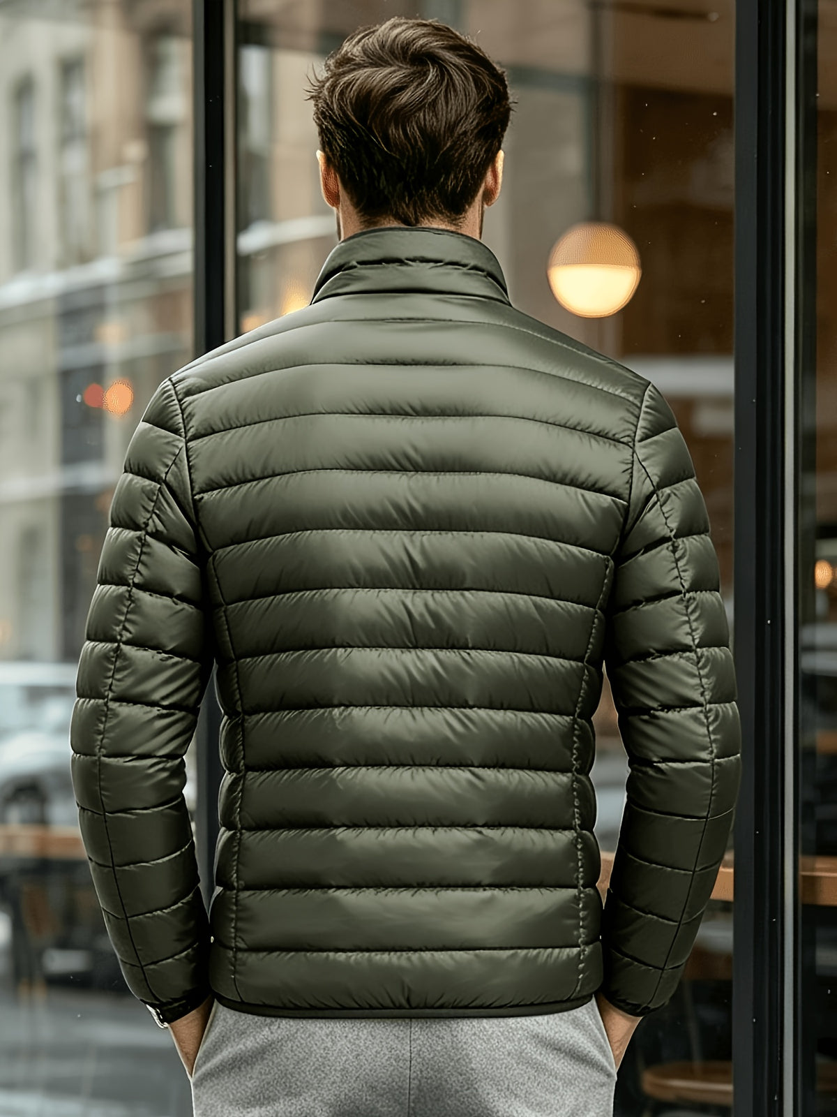 Men's Lightweight Stand-Collar Quilted Jacket for Fall Winter