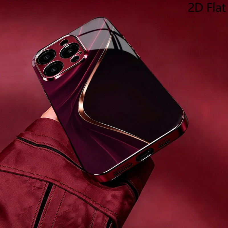 Women's Deep Red Tempered Glass Phone Case Full Coverage