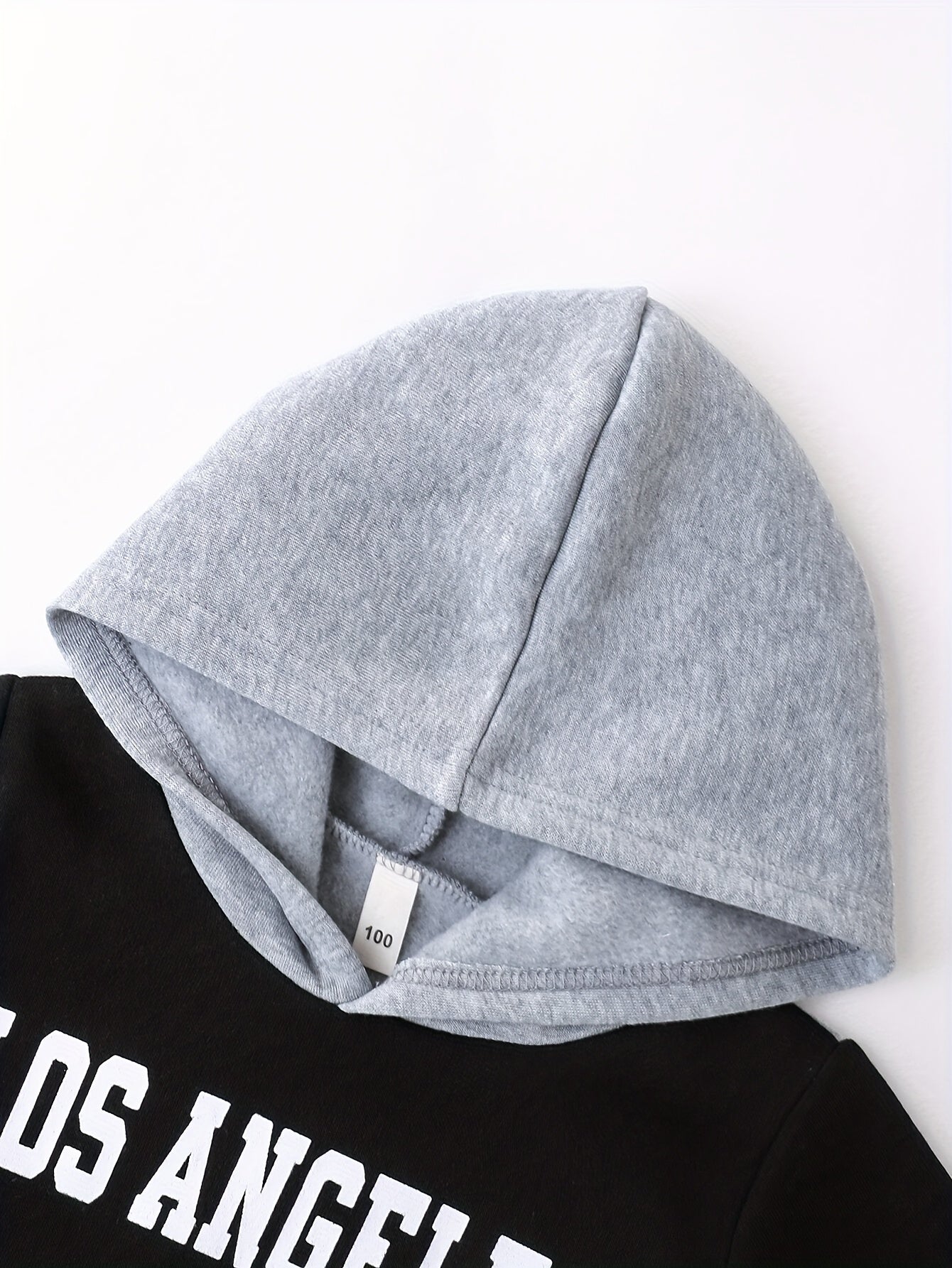 2pcs Boys' Autumn/Winter Fleece-Lined Hooded Sweatshirt and Pants Set, Simple Letter Print Fashion Classic Outfit for Outdoor Sports and Casual Wear, 100% Polyester Knit Stretch Fabric, Ideal Gift Choice for Kids, Perfect for