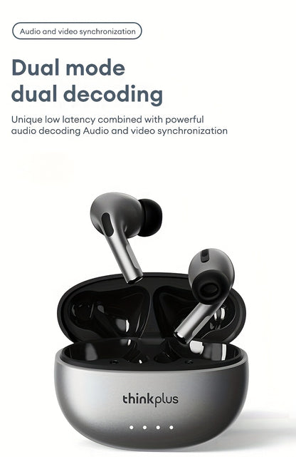 Lenovo ThinkPlus Hifi Panoramic Stereo Earbuds - Crystal Clear Sound, Ergonomic Design, Long Battery Life, Advanced Noise Cancellation, USB-C Fast Charging Case, Wireless Audio|Ergonomic Earbuds|Compact Design, Earbud Case