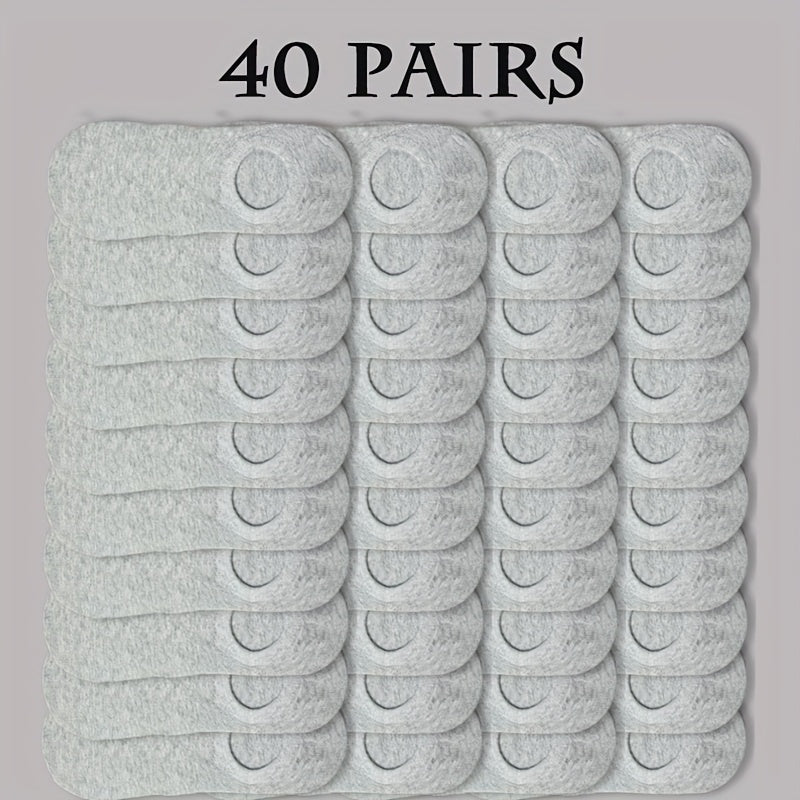 40 Pairs Men'S & Women'S Invisible Boat Socks - Breathable, Lightweight Running & Sports Socks with No-Show Design, Polyester Knit Fabric, Solid Colors (Gray, White, Black), Everyday Leisure Socks | Solid Color Socks | Lightw