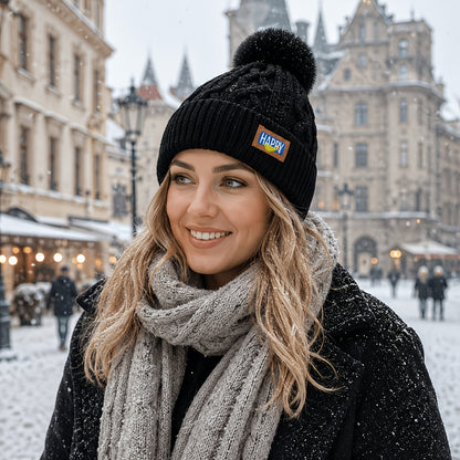 Women’s Lightweight Knit Pom-Pom Winter Hat - Warm & Trendy