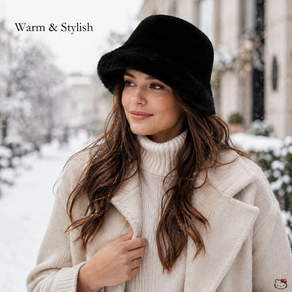 Women’s Soft Plush Bucket Hat – Warm Fall Winter Casual Hat