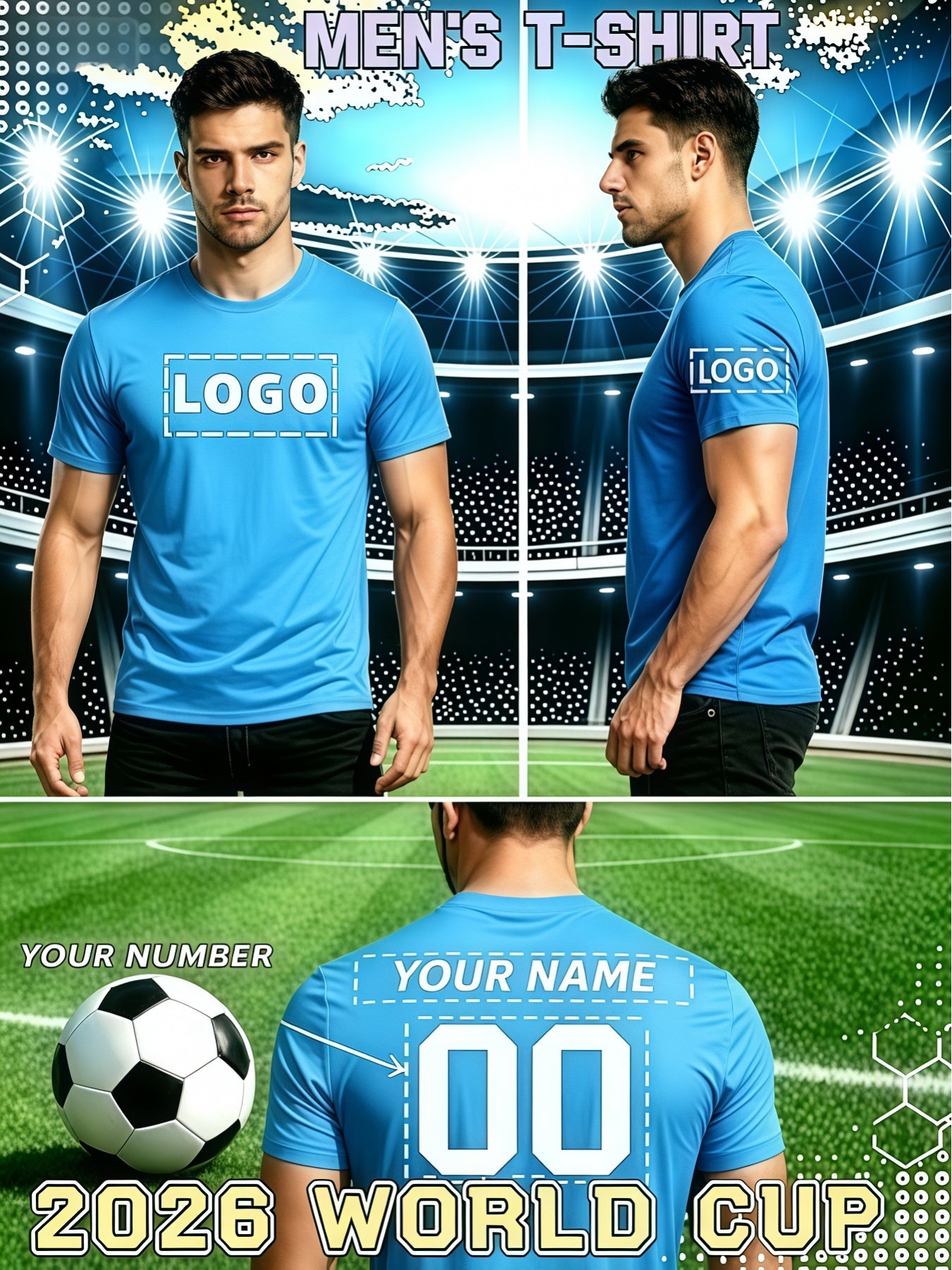 Men's Custom Football Jersey - Breathable Quick-Dry Polyester