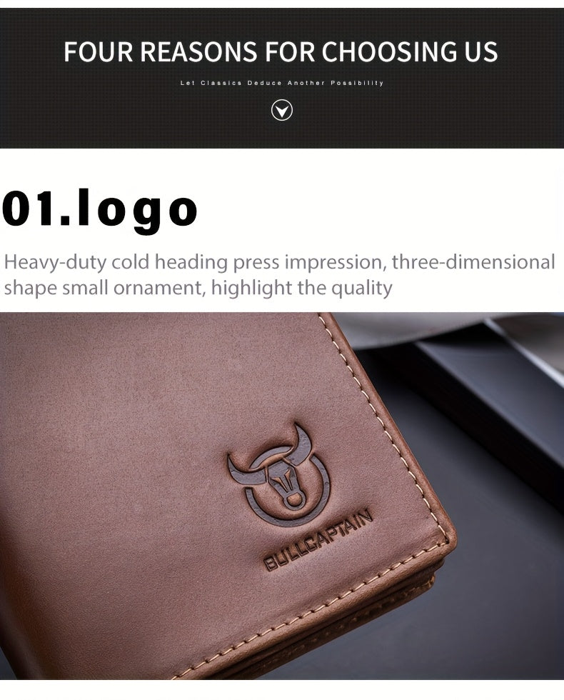 A Lightweight Men'S Leather Wallet Designed for Casual Use, Featuring a Compact Bi-Fold Style, Ample Space for , a Passport Compartment, Multiple Card Slots, And a Storage Pouch for Tickets And - ayq