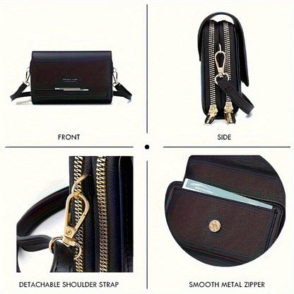 1pc Women's coin purse, mobile phone bag, card holder wallet, handbag, 9pcs Color Choices, coin wallet, handheld coin purse with RFID protection and adjustable shoulder strap