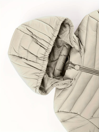 Կանացի թեթև, սև, գլխարկով ձմեռային բաճկոն՝ գրպաններով - Էլեգանտ երկար թևքերով վերնազգեստ, նեյլոնե նյութ, կայծակաճարմանդով դիզայն, իդեալական է առօրյա կամ ճանապարհորդության համար, ձմեռային վերարկուներ