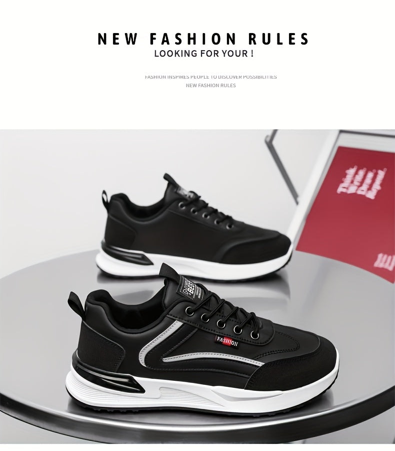 Men's Plus Size Walking Shoes, Skate Shoes, Breathable Trail Running Shoes, Travel Shoes, Trendy Versatile Low-Top Casual Sports Shoes, Fashion Sneakers, Black Knit Mesh Shoes for Spring, Summer, Autumn, All Seasons - ayq