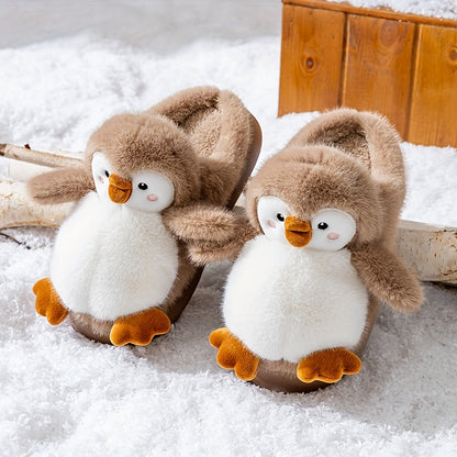 Women's Cute Penguin Plush Slippers - Winter Warm Slip-On Indoor House Shoes with Adorable Black & White Penguin & Beak Design, Soft Sole & Plush Lining, Pink Belly & Yellow Beak for -Like Comfort (Adults &), Slippers For Wom
