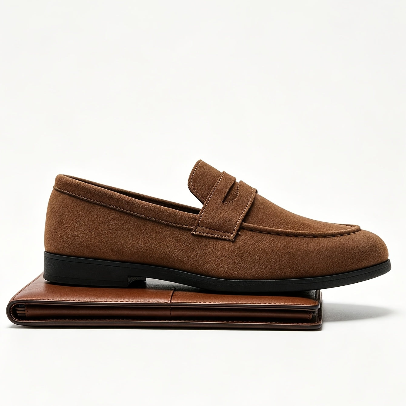 Men's PU Slip-On Loafers with Thick Sole and Round Toe