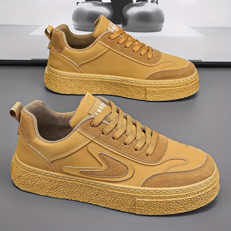 Men's Fashion Sneakers - Casual Lace-Up, All-Season Grip Shoes with Durable PU & EVA Material, Movement Style, Leisure Style, Four Seasons
