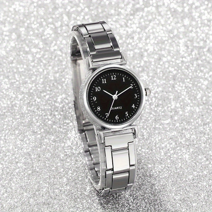 Set Of 4 New Stylish Stainless Steel Quartz Watches For Women + New Heart-shaped Bracelet Set, Perfect For Gifting Friends On Valentine's Day, Easter, Ramadan, Or Eid Al-Adha In The Middle East