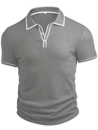 Men's Summer Casual Polo Shirt with Contrast Collar