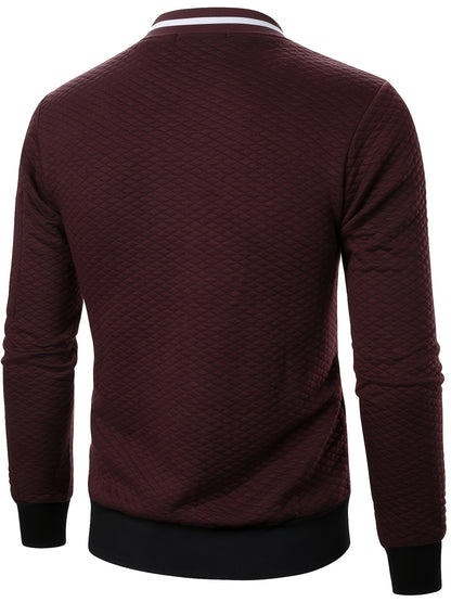 Men's Casual Full Zip Bomber Jacket, Warm Comfy Blouson Jacket For Autumn And Winter Outdoor Activity