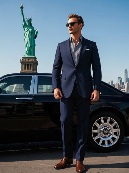Men'S Formal Suit Set Featuring a Two-Button Lapel Jacket And Trousers. A Simple, Comfortable, And Classic Outfit for Adult Males, Suitable for Professional Office Wear, Elite Business Attire, And High-End Casual Suits. Ideal