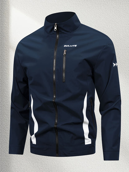 Unisex Casual Sport Bomber Jacket with Stand Collar for Spring-Fall
