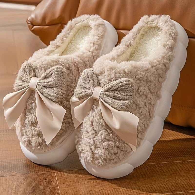 Women’s Plush Slip-On Slippers with Anti-Slip Thickened Soles