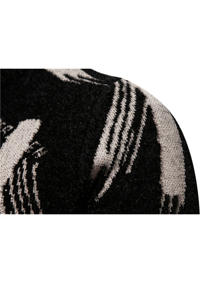 Տղամարդու առօրյա սվիտեր | Կրկնակի դեկոլտեով, միջին երկարության, այբուբենային ժակարդի նախշերով, իդեալական է աշուն/ձմեռ համար