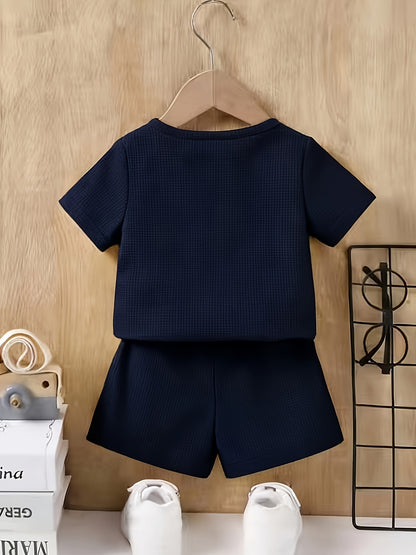 Boys' Casual Summer 2-Piece Pullover Set with Alphabet Print