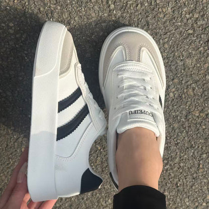Women's Retro Platform Sneakers, Chunky Lace-Up Casual Shoes