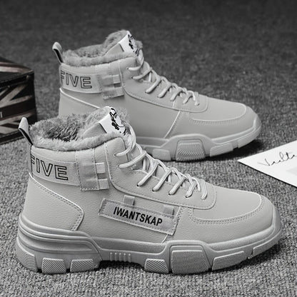 Men'S Winter Boots - Thermal Insulated Anti-Slip Snow Shoes with Cushioned Insole, Beige/Tan Cold Weather Boots for Ice, Snow, and Everyday - Lace-Up Ankle Support, Durable PVC Outsole - Ideal for Hiking, Urban Commute, and O