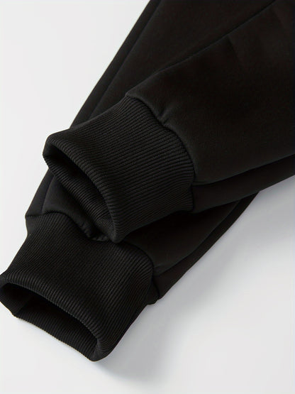 2pcs Boys' Thick Fleece-Lined Hooded Sweatsuit Set - Cozy Winter Warmth, Long Sleeve Pullover & Pants with Pockets, Casual Outdoor Playwear for Fall/Winter, for Outdoor, Winter Clothing