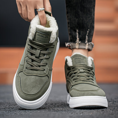 Տղամարդկանց միջին բարձրության կոշիկներ՝ տաք, փափուկ երեսպատմամբ, հարմարավետ ձմեռային դրսի զբոսանքների և քայլքի համար, ձմեռային կոշիկներ