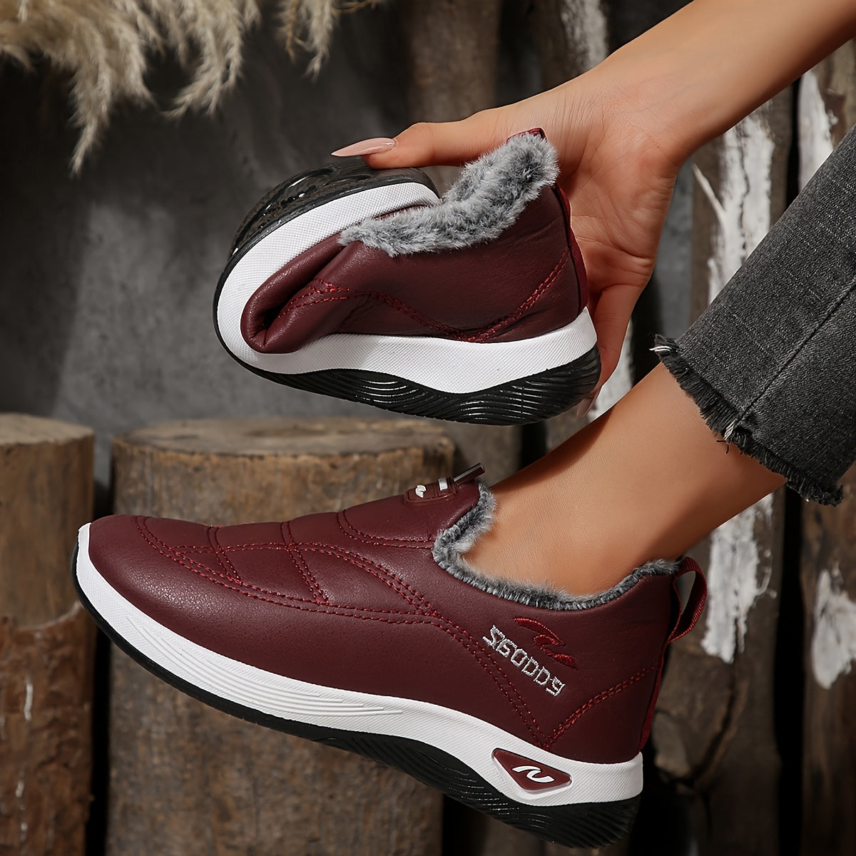 Women's Winter Snow Boots - Deep Burgundy/Black/, Slip-Resistant Rubber Sole & Cushioned Insole, Cozy Fleece Lining - Low-Heel Platform Boots for Cold Weather, Ice, and Snow - Brown/Black/Deep Red/ - Ideal for Everyday, Forma