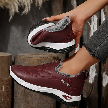 Women's Winter Snow Boots - Deep Burgundy/Black/, Slip-Resistant Rubber Sole & Cushioned Insole, Cozy Fleece Lining - Low-Heel Platform Boots for Cold Weather, Ice, and Snow - Brown/Black/Deep Red/ - Ideal for Everyday, Forma