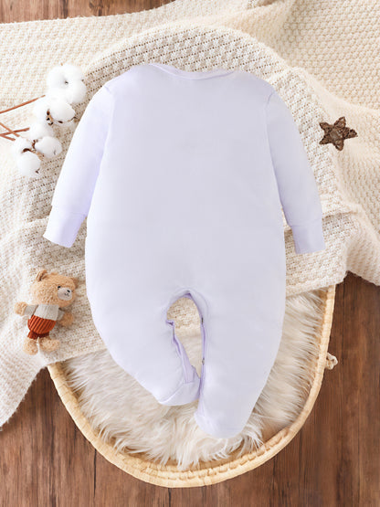 Hello 2026 Happy New Year Alphabet Print Newborn Baby Bodysuit | All-season, Footed, Casual Style, Suitable for Baby Boy, for Outdoor